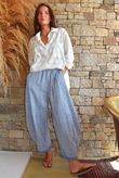 Sundaze Cheesecloth Chalk Stripe Classic Barrel Pant Denim